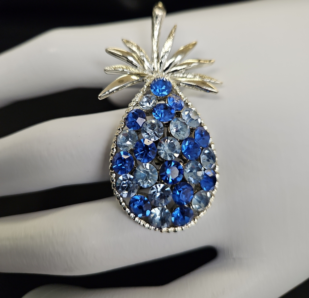 Blue Crystal Pineapple Brooch - Women Jewelry